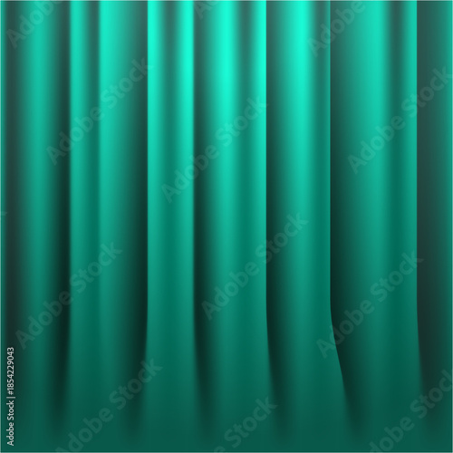 Teal velvet theater curtain background with soft folds, elegant stage drapery texture for show, cinema and performance design.