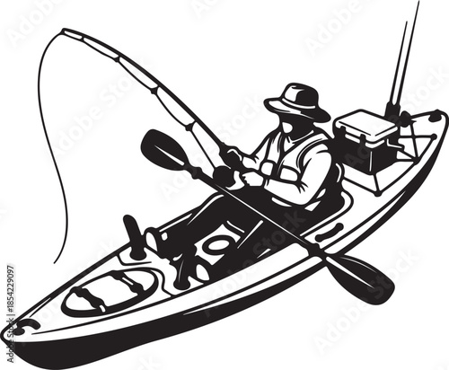 man in a kayak silhouette icons set side, front, back, and top views vector art illustration