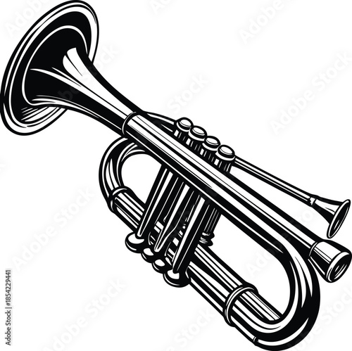 Black and white trumpet musical instrument brass