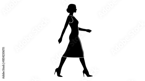 Woman walking alone in a serene environment, captured from a side viewpoint