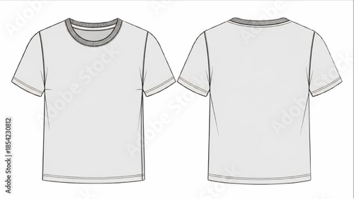 Front and back view of a plain white t-shirt on a white background
