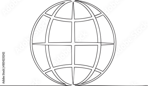 Minimalist globe illustration with clean lines and simple design