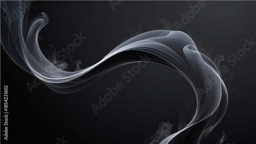 Abstract smoke waves flow in a smooth motion against a black background, creating a glowing blue fractal design with swirl patterns and elegant light curves for an artistic wallpaper backdrop