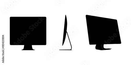 Realistic Computer Screen Mockup in Multiple Angles – Isolated Display for Website or Presentation