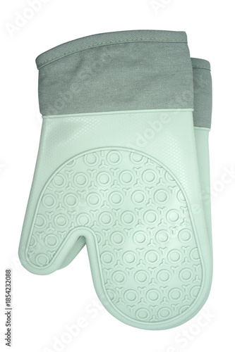 Silicone Gloves for Kitchen isolated on white background. Hand protection Potholder. Resistant anti-slip mitten for oven.