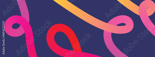 Abstract playful minimalistic background with wavy line. Backdrop with organic curvy curly stripe. Wave line ar