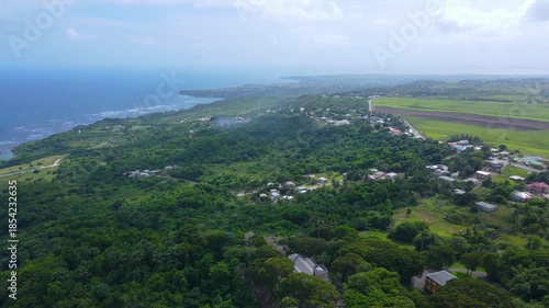 Bath Beach and Bath Bay aerial view from the center of St. John Parish, Barbados.  