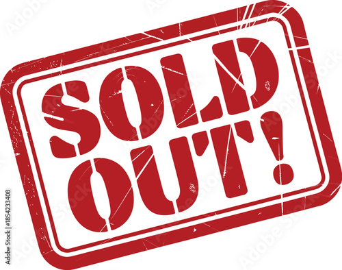 Sold Out Stamp - Red Grunge Effect with White Text
