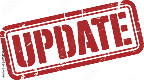 UPDATE stamp, red distressed grunge textured retro style