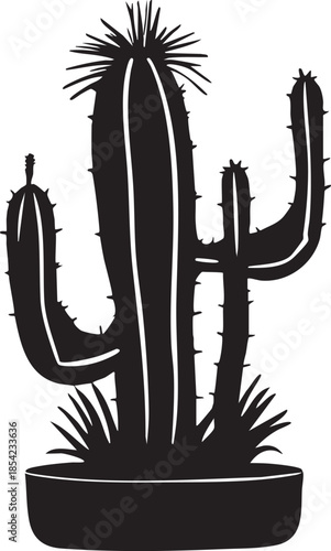 Grand Cactus dans un pot large Silhouette
