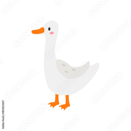 Cute goose on white background. Vector illustration