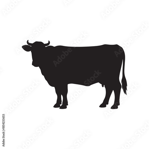 Black Cow Silhouette – Clean Farm Animal Vector Illustration