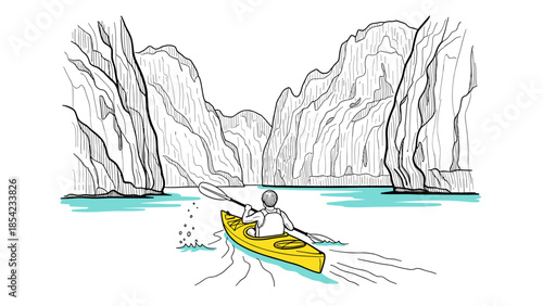 Kayaking adventure in serene canyon with stunning cliff views