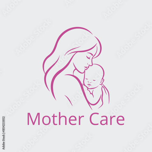 Mother Baby care Modern logo silhouette symbol illustration for Baby care product Brand. 