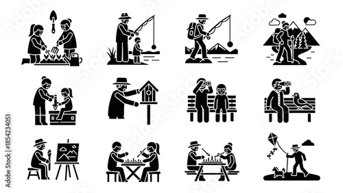 Family outdoor activities in nature: hiking, fishing, and bonding moments