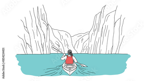 Canoeing adventure in scenic canyon landscape with calm water and cliffs