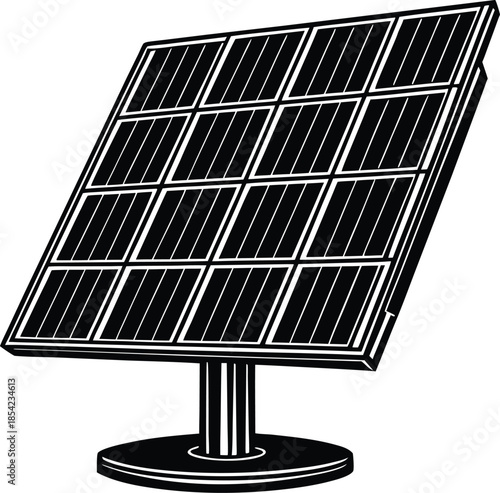 Black and white solar panel array mounted on a stand