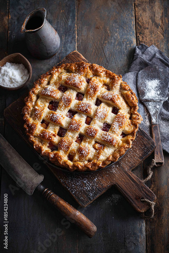 Rustic Oven-Baked Pie with Golden Crust, Homemade Baking Aesthetic