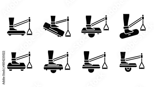 Silhouette feet balancing on hoverboards: evolution of urban commute icons