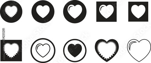 Collection of various heart shapes and silhouettes