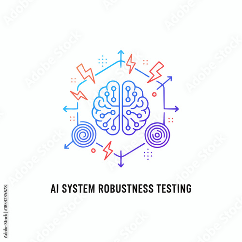 AI system robustness testing with brain and lightning bolts