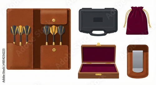 Stylish assortment of cases, soft pouches, and secure holders for darts and various small accessories