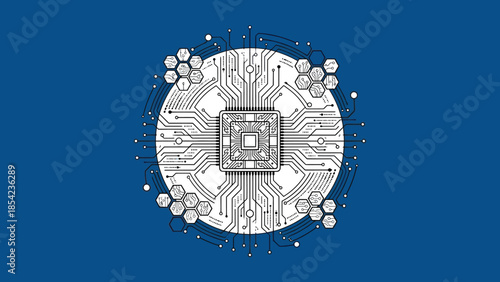 Intricate circuit board design showcasing advanced technology and innovation concept.