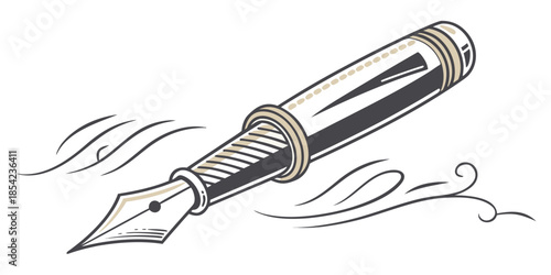 An elegant vector illustration of a classic fountain pen, vector