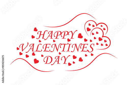 Happy Valentine’s Day Decorative Typography with Heart Elements