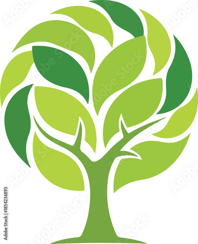 Modern Spiral Foliage Tree Emblem