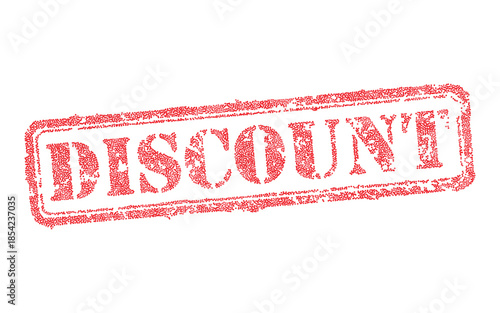 Discount rubber stamp vector illustration isolated on white. Red grunge dotted seal for sales promotion, special offers, retail marketing, and shopping deals. Stipple texture effect design.