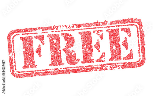 Red free stamp vector illustration isolated on white. Grunge rubber seal effect with stippled texture for sale promotion, discount offer, marketing campaign and retail business advertisement.