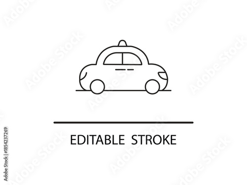 Simple line drawing of a taxi cab with editable stroke.