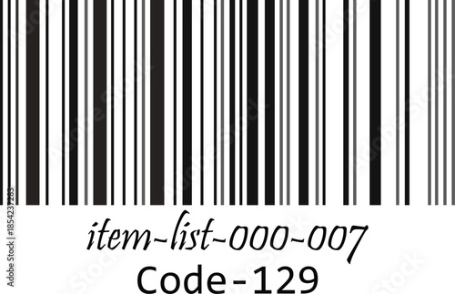 Black and white barcode with code numbers on a