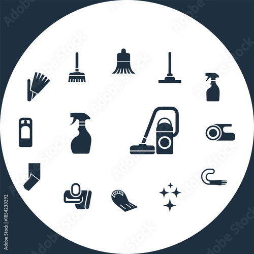 Cleaning Supplies and Tools Icons Set for Home and Professional Use vector illustration