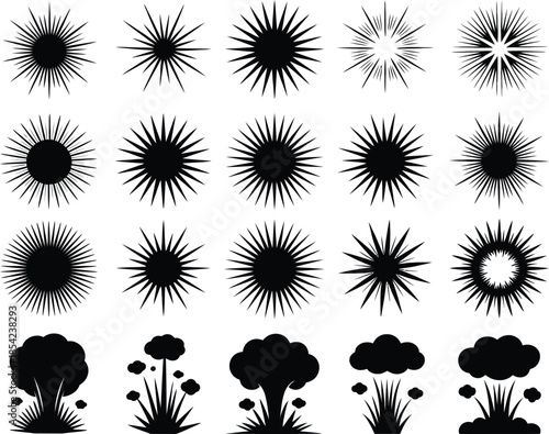 Collection of Starburst and Explosion Icons for Graphic Design