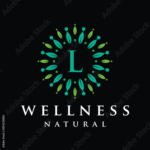 Initial letter L alphabet wellness, green, leaves, natural, health, organic, logo design, circle leaf nature graphic icon vector template