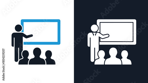 Blue icon set for presentation - Blue icon set - Solid icons vector collection - Vector icon set - Line and glyph solid icon set - Icon vector - Flat Design Icon