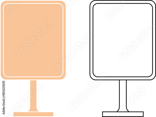 Display Stand Vector Set. Advertising Signboard in Color and Outline for Marketing & Promotion