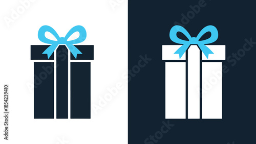 Blue icon set - gift boxes - Blue icon set - Solid icons vector collection - Vector icon set - Line and glyph solid icon set - Icon vector - Flat Design Icon