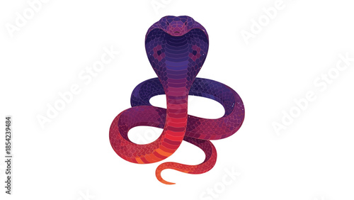 Majestic cobra snake illustration with vibrant colors and intricate details, isolated.