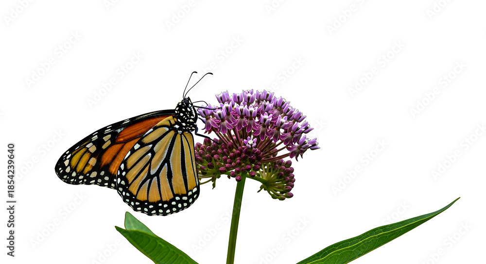 Naklejka premium Monarch Butterfly on Purple Flower - A Close-Up Nature Scene