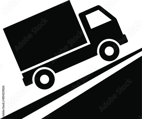 Truck on a steep slope road
