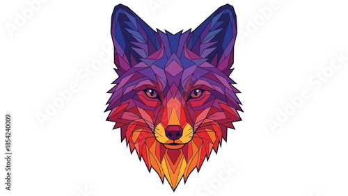 Vibrant Geometric Fox Head - A Colorful Digital Illustration.