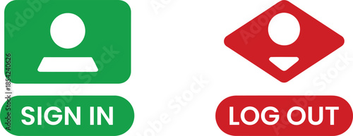 Sign-In & Log-Out Button Icons – UI Symbols for User Authentication and Session Control