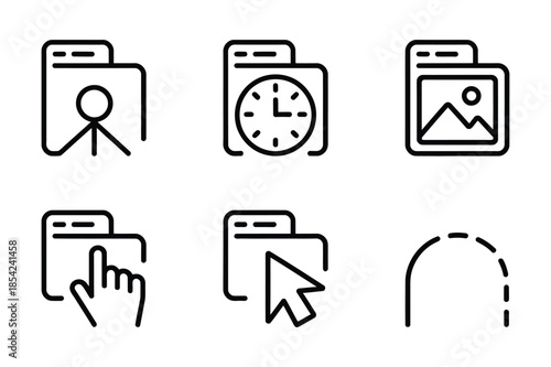 Digital Document and File Interaction Line Icon Set