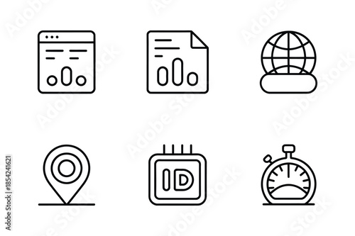 Web Interface and Business Analytics Line Icons
