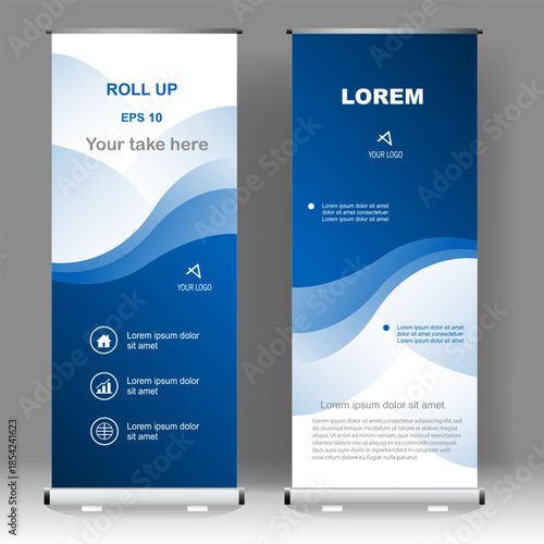 Business Roll up banner luxury template design, for brochure, business, flyer, infographics. modern x-banner and flag-banner advertising. vector illustration