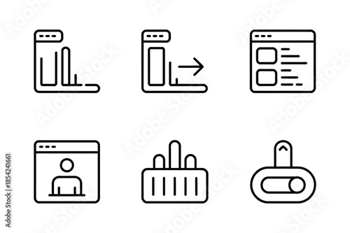 Mobile App Navigation and Data Visualization Icons