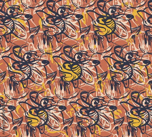 Seamless abstract unique pattern with creative design, wave lines